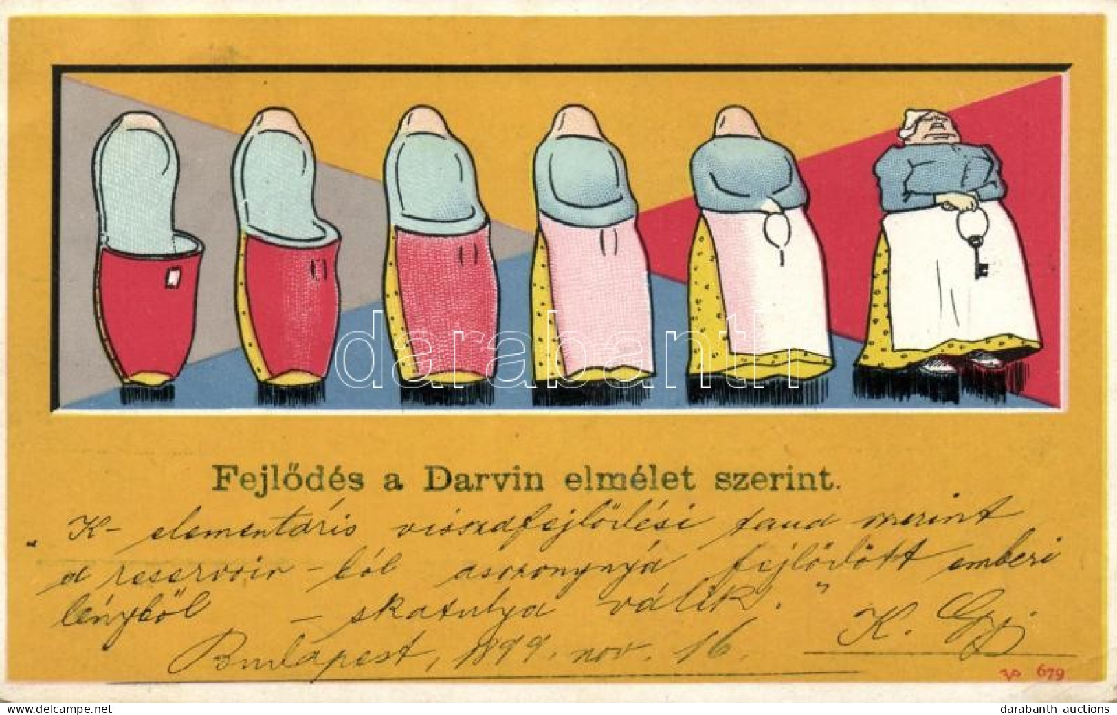 T2/T3 1899 Fejlődés A Darwini Elmélet Szerint / Slippers Evolution, Humour (EK) - Unclassified