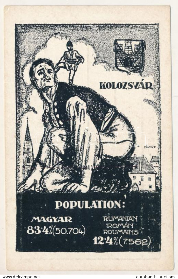 ** T2/T3 Kolozsvár, Cluj; Magyar és Román Nemzetiségek Népesség Aránya. Címer, Pátria Rt. Kiadása / Percentage Of Hungar - Unclassified