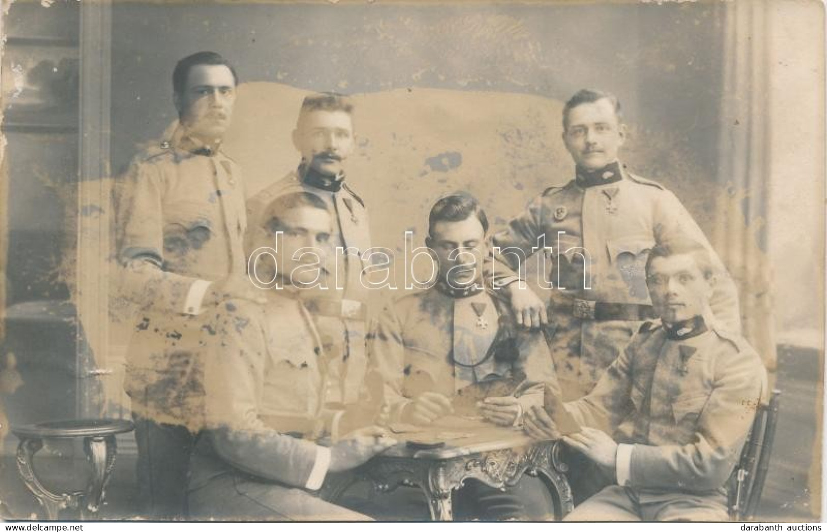 T3 1913 WWI Hungarian Soldiers Playing Cards, Fotograf Panek, Group Photo - Unclassified