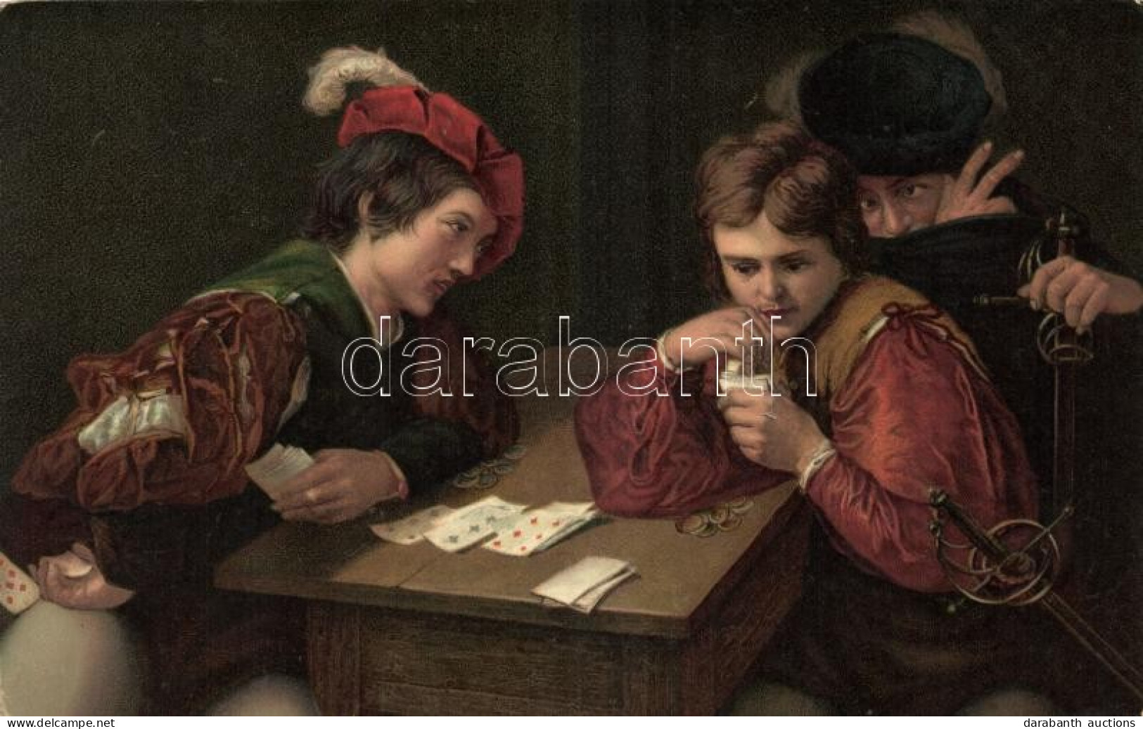 ** T2 'Der Falschspieler' / 'The Cheater' Card Game, Stengel 29723. Litho S: Michelangelo Da Caravaggio (fl) - Ohne Zuordnung