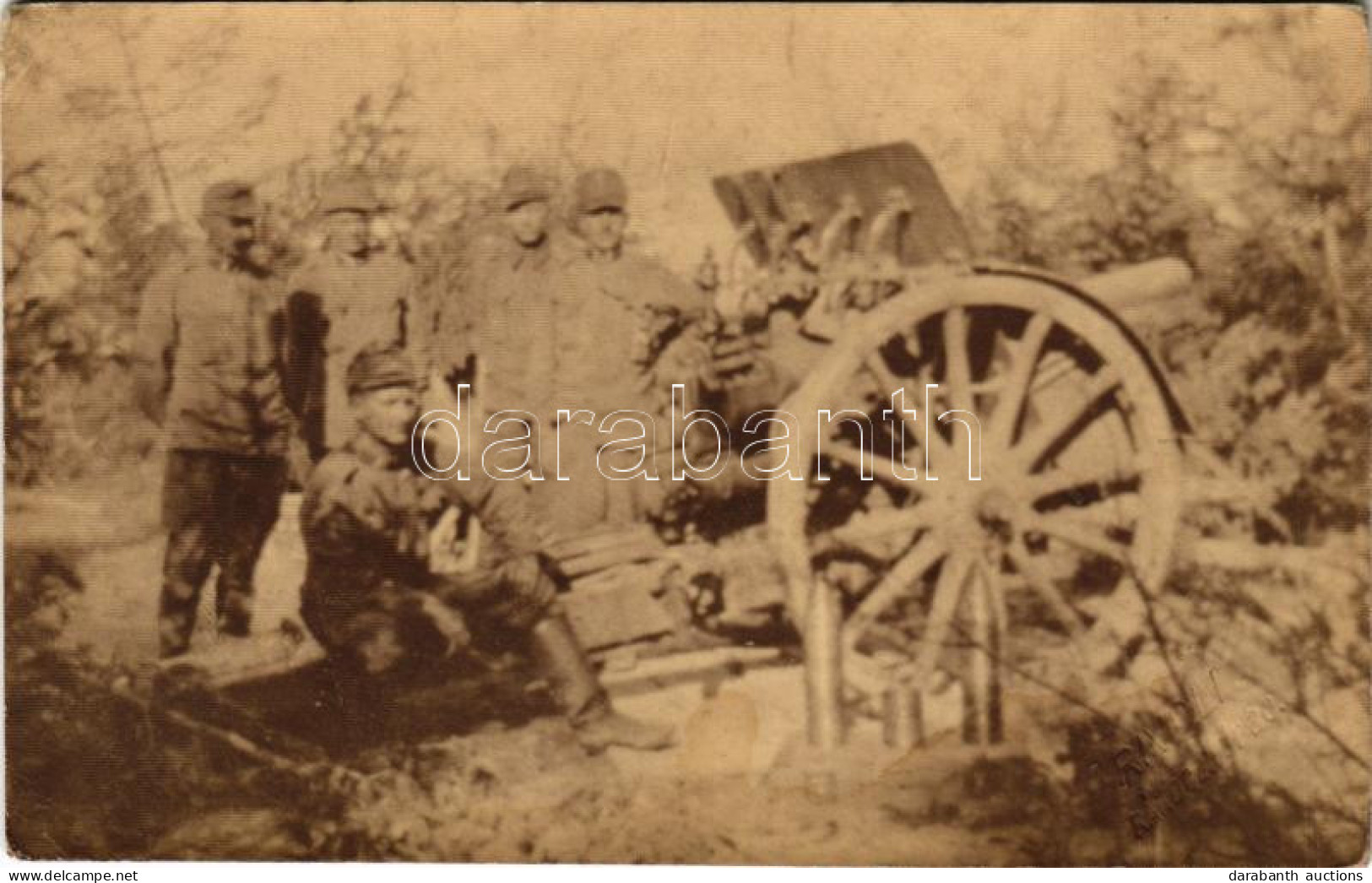 ** T2/T3 Osztrák-magyar Katonák ágyúval / WWI Austro-Hungarian K.u.k. Military, Soldiers With Cannon. "Rivoli Rákóczi út - Sin Clasificación