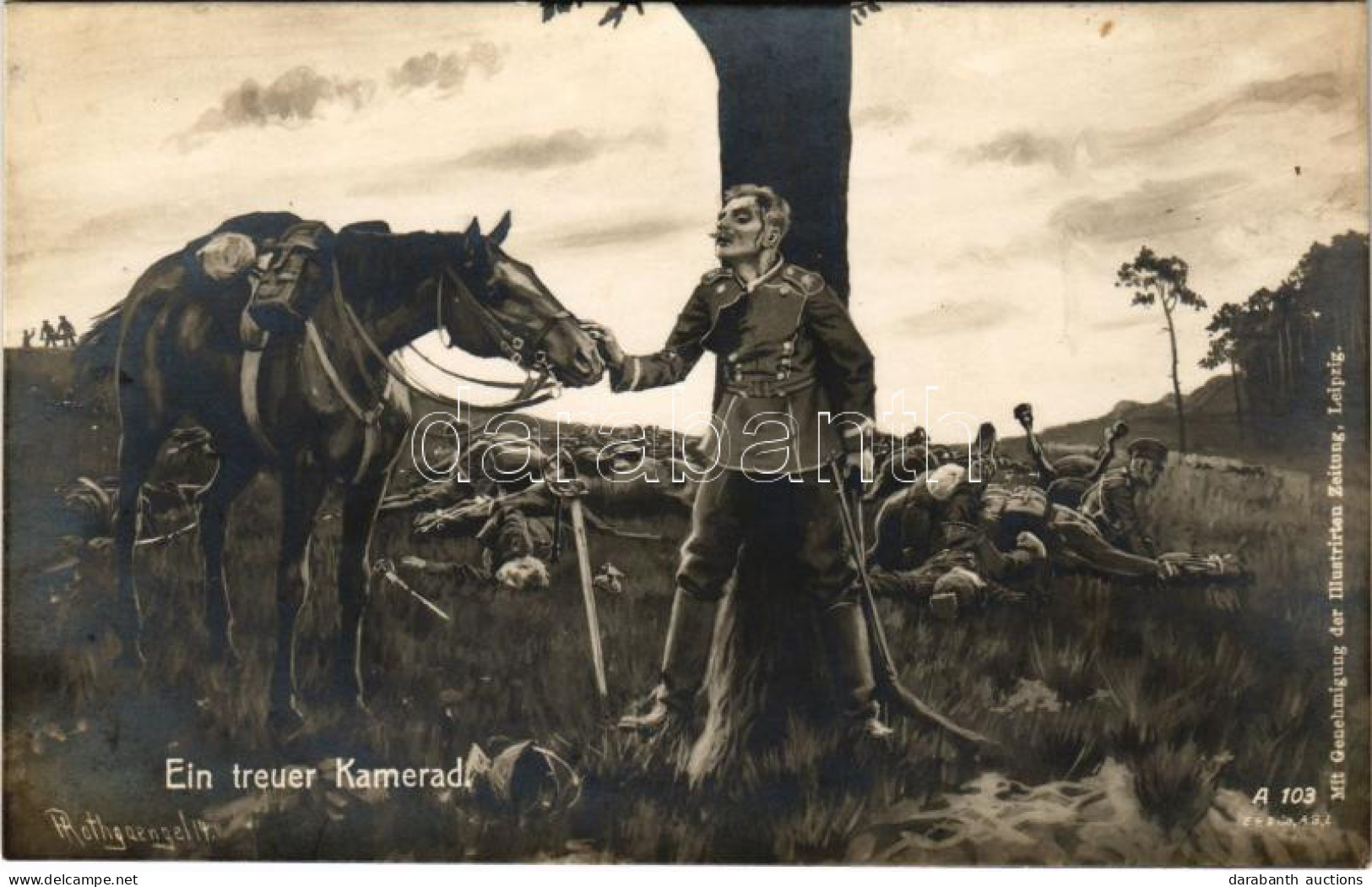 ** T2 Ein Treuer Kamerad / WWI German Military Art Postcard - Non Classificati
