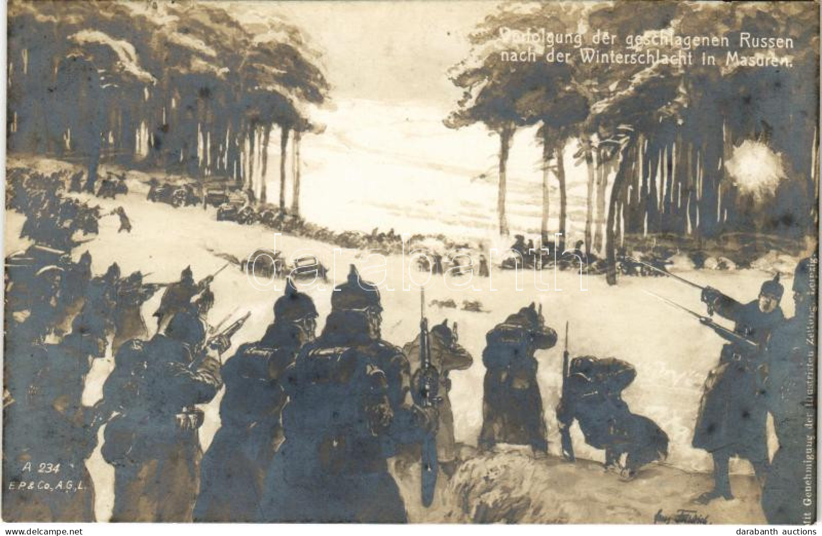 ** T2 Verfolgung Der Geschlagenen Russen Nach Der Winterschlacht In Masuren / WWI German Military Art Postcard - Unclassified