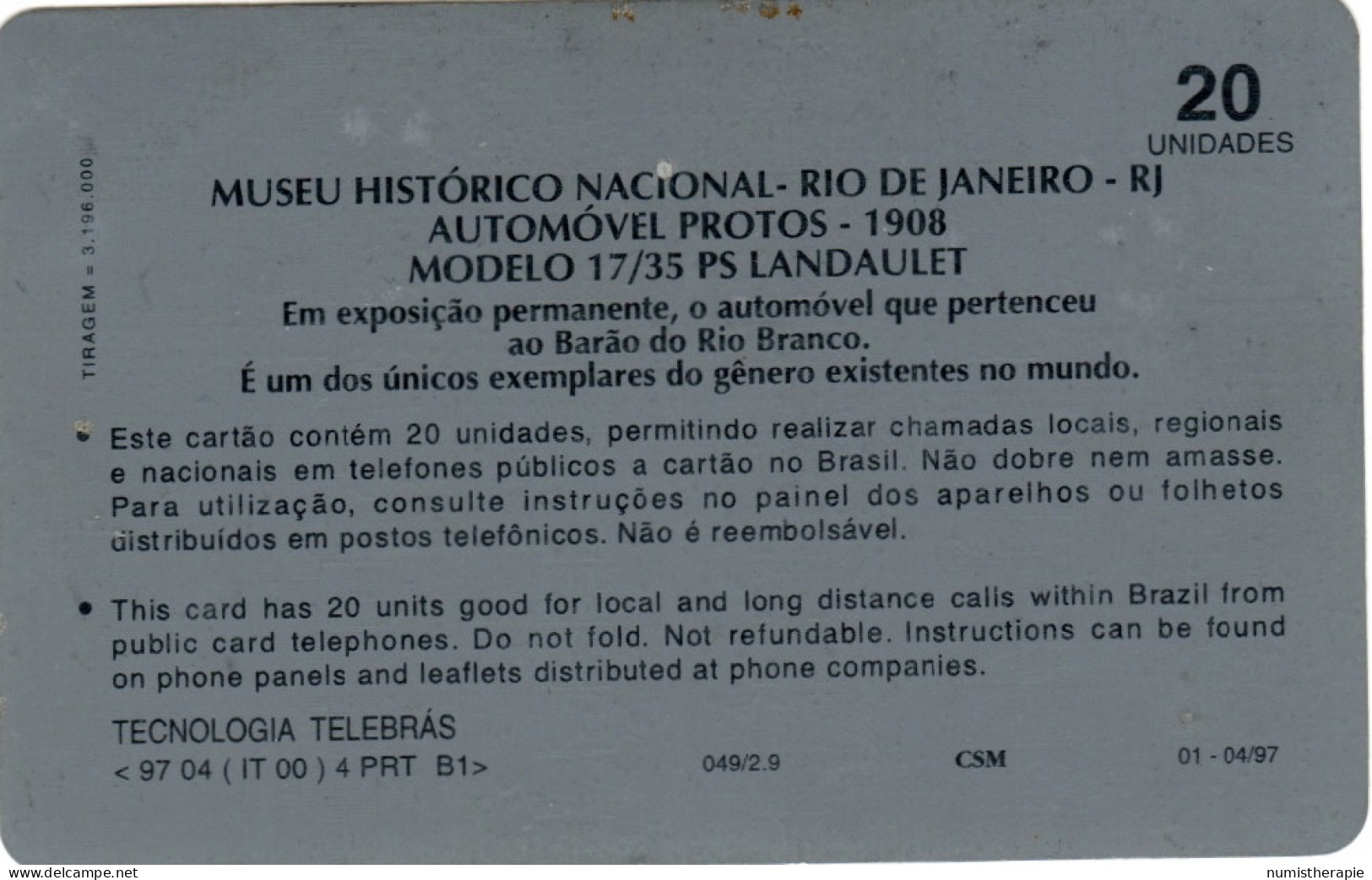 Voiture Classique 1908 : Sistema Telebras Brésil - Autos