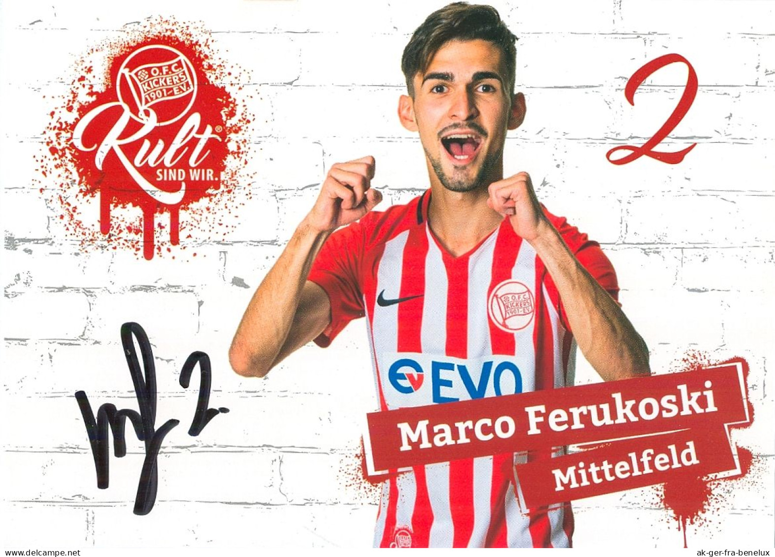 AK Marco Ferukoski Offenbacher Kickers 18-19 Offenbach Differdingen Déifferdeng Differdange Hanau 93 FC Bayern Alzenau - Autographes