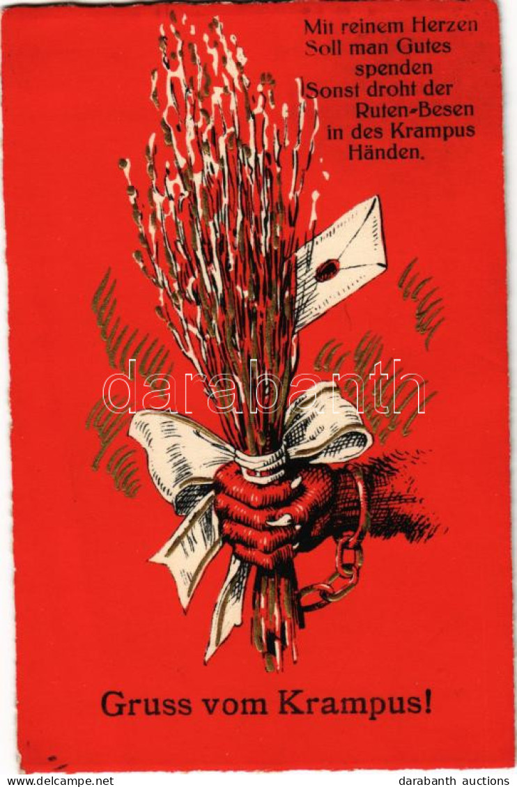 T2/T3 1937 Gruss Vom Krampus / Krampus Greetings With Birch. Emb. - Ohne Zuordnung