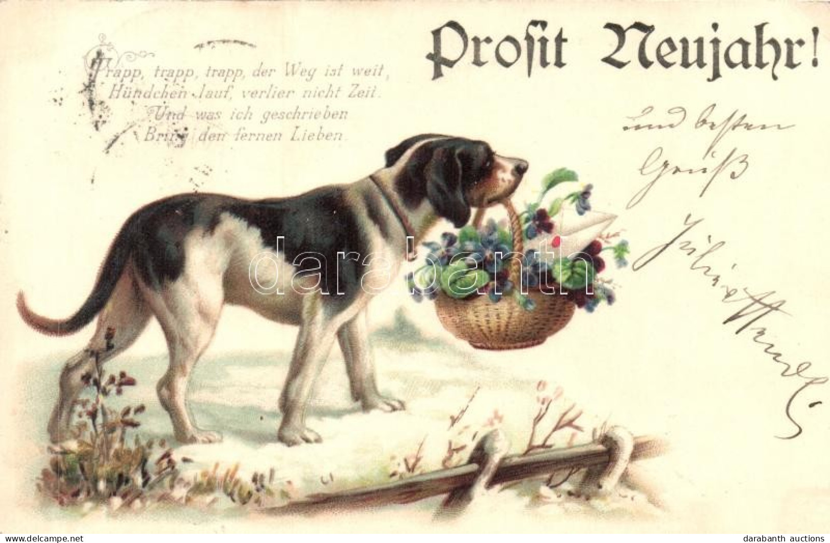 T2/T3 1899 New Year, Dog, Litho (EK) - Unclassified