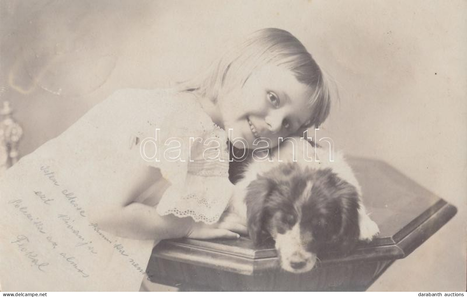 T2/T3 1904 Girl With Dog, Photo (fl) - Ohne Zuordnung