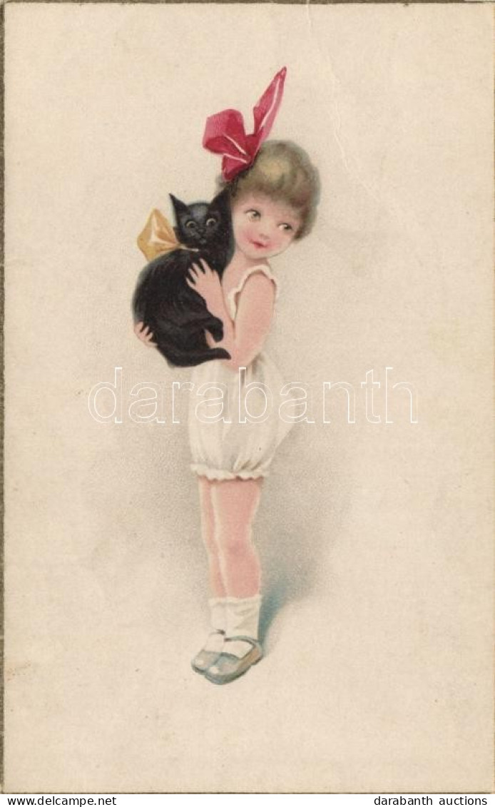 * T2/T3 Girl, Cat, Weco No. 574. Litho - Ohne Zuordnung