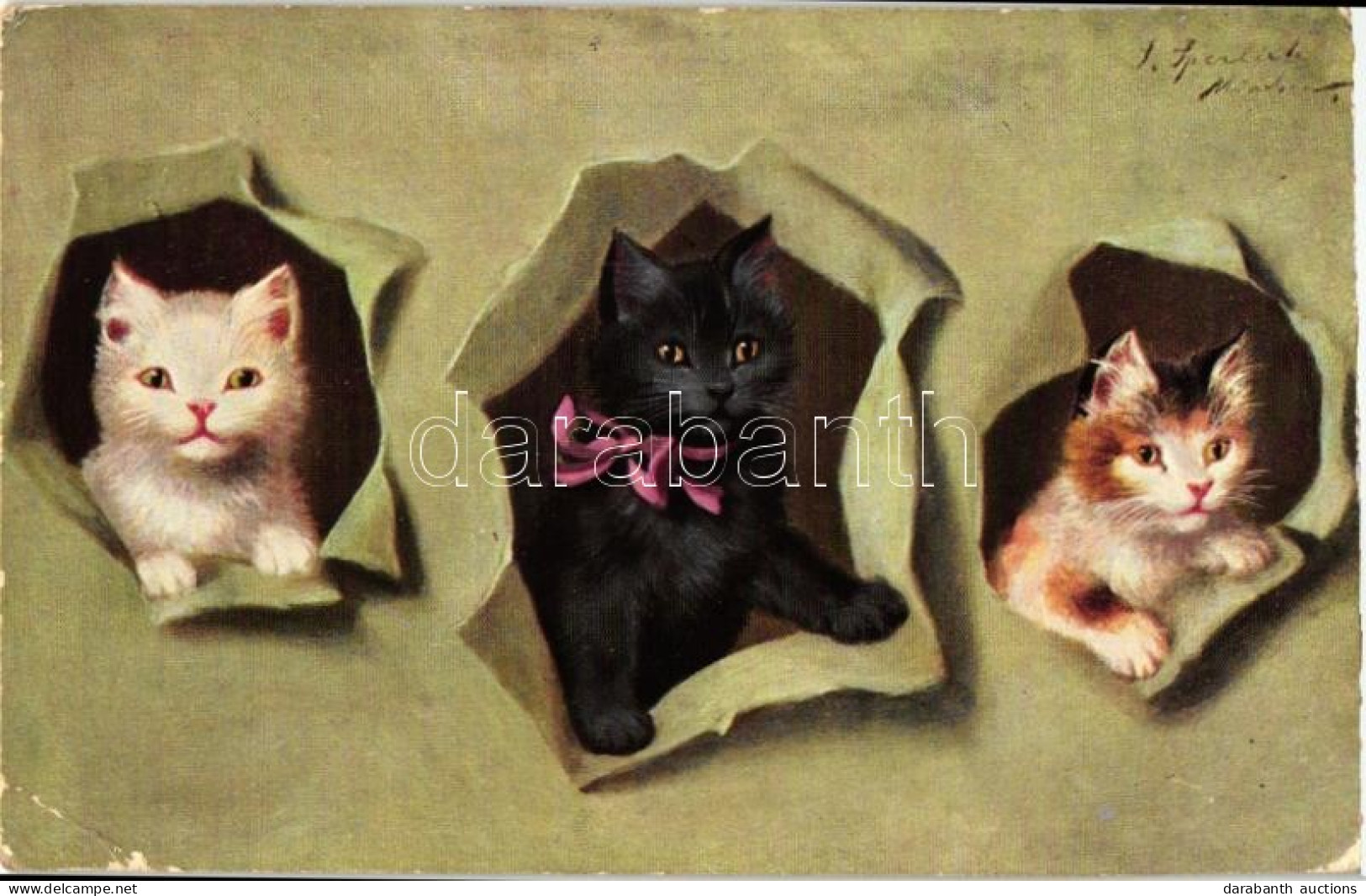 T2/T3 Cats, Theodor Stroefer, Serie 730. Artist Signed (EK) - Ohne Zuordnung