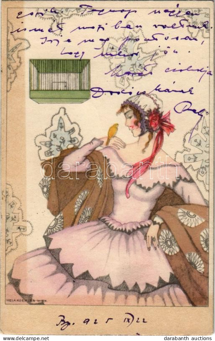 T2 Lady With Bird. Wenau-Brabant 1867. Art Nouveau S: Mela Koehler - Ohne Zuordnung