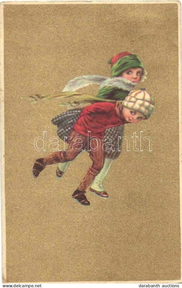 T2 Gold Italian Art Postcard, Children, Anna & Gasparini 103-1. - Non Classés