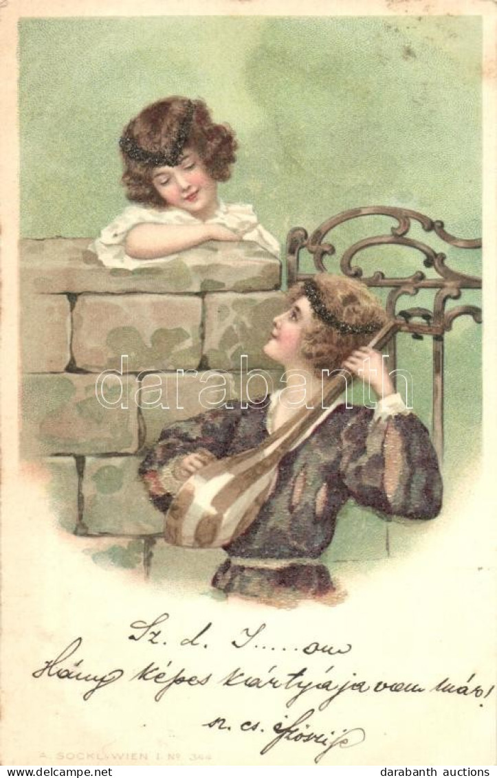 T2 Couple, Lute, A. Sockl Wien I. NO. 344. Decorated Litho - Sin Clasificación