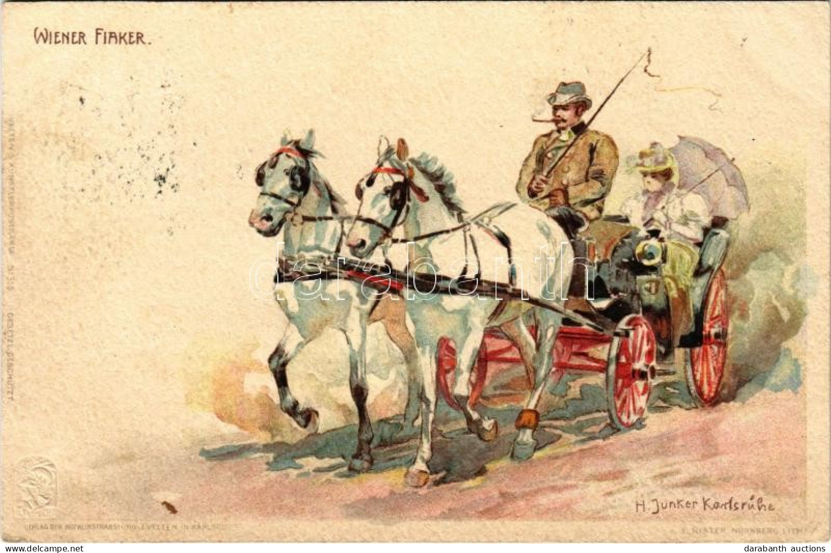 T2/T3 1899 Wiener Fiaker / Viennese Horse-drawn Carriage, Fiacre, Folklore Art Postcard. Velten's Künstlerpostkarte No.  - Ohne Zuordnung