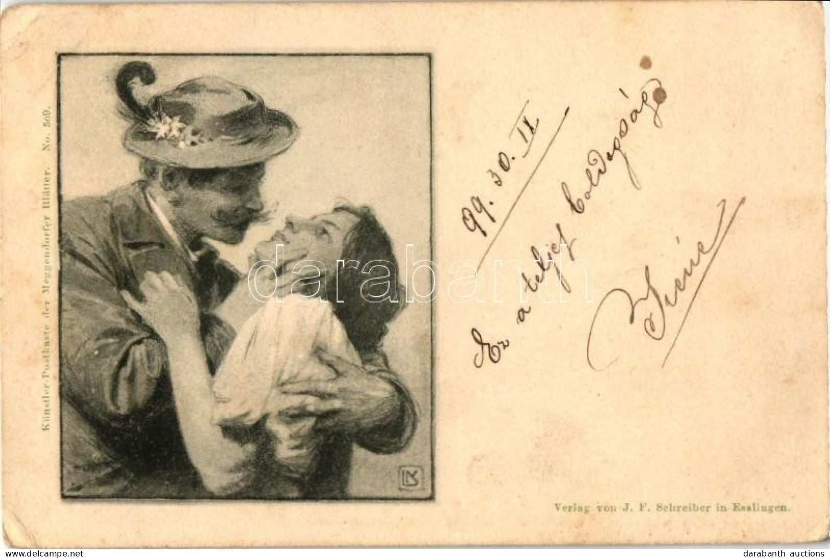 * T2/T3 1899 Romantic Couple, Künstler Postkarte Der Meggendorfer Blätter, No. 509. (EK) - Non Classés