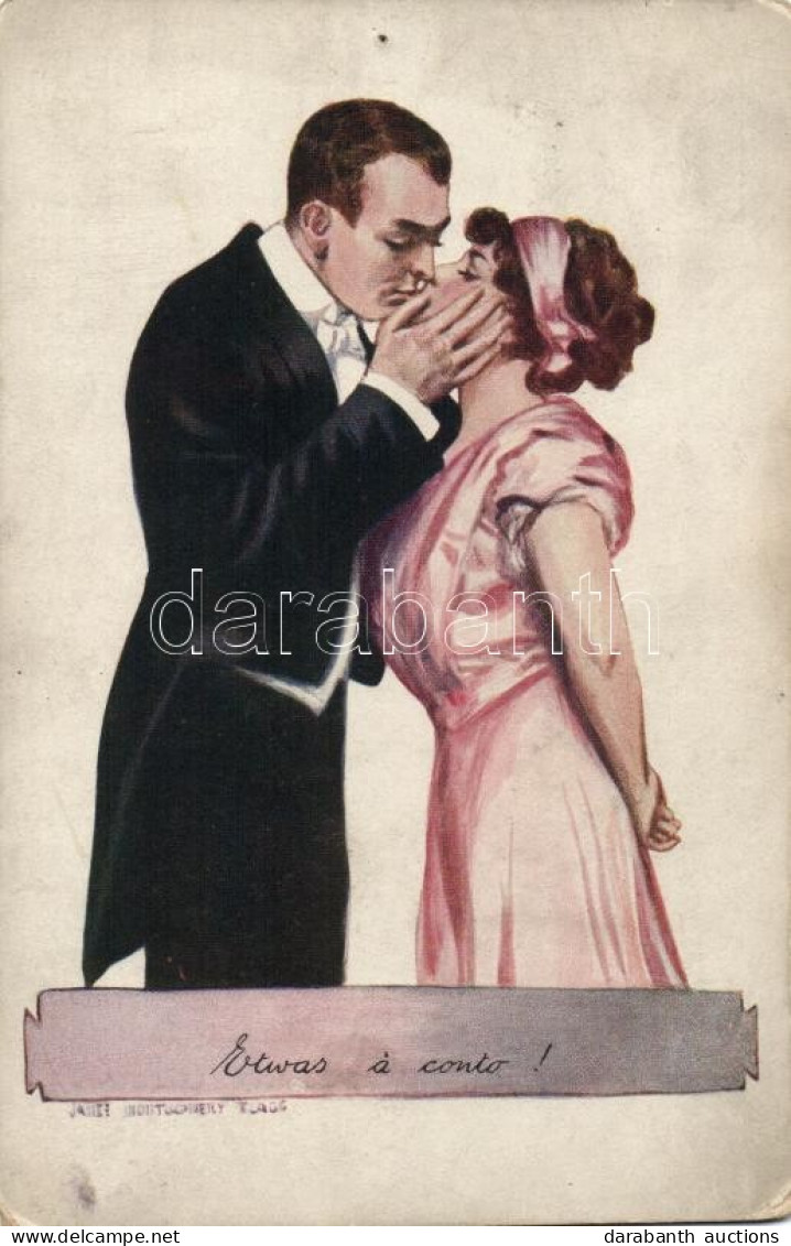 T4 Kissing Couple, Romantic Card S: James Montgomery Flagg (pinhole) - Non Classificati