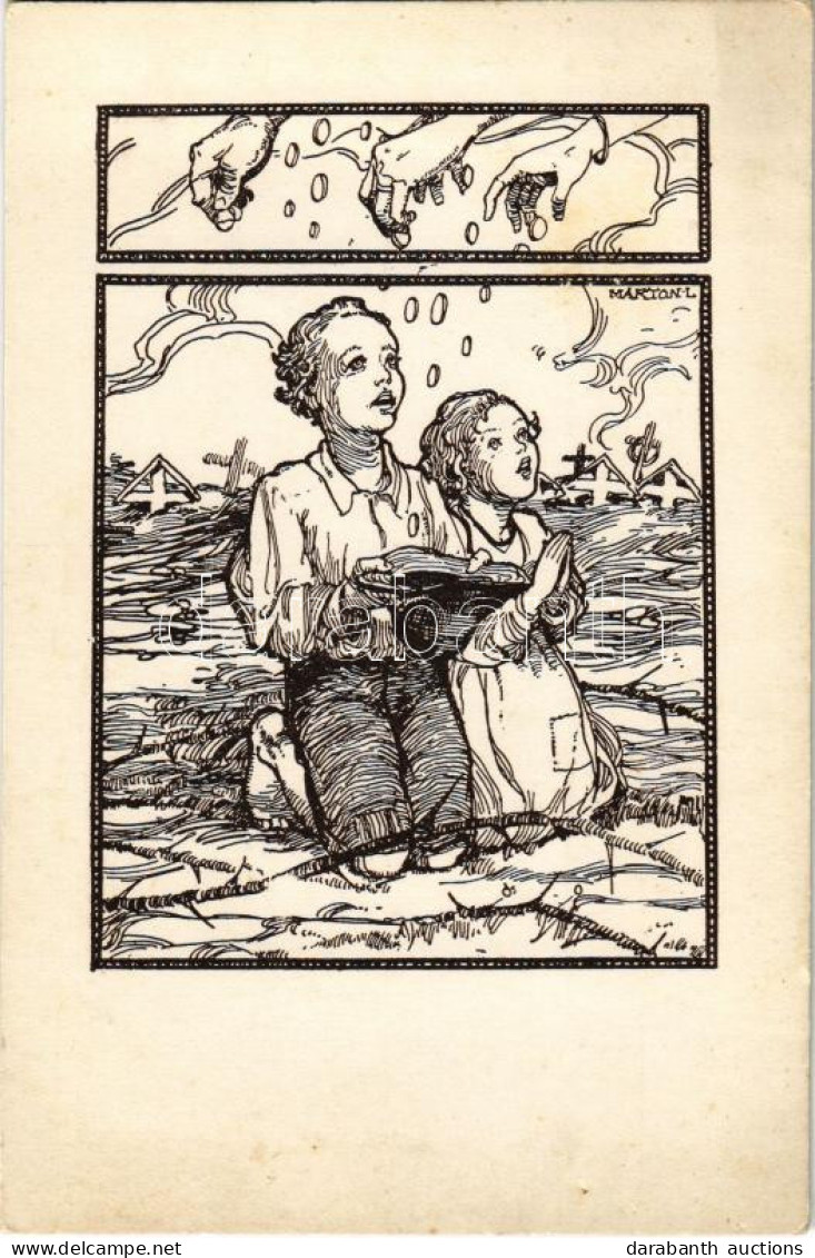 ** T2/T3 A Háború árvái / Orphans Of The War. Hungarian Propaganda Art S: Márton L. (fl) - Unclassified