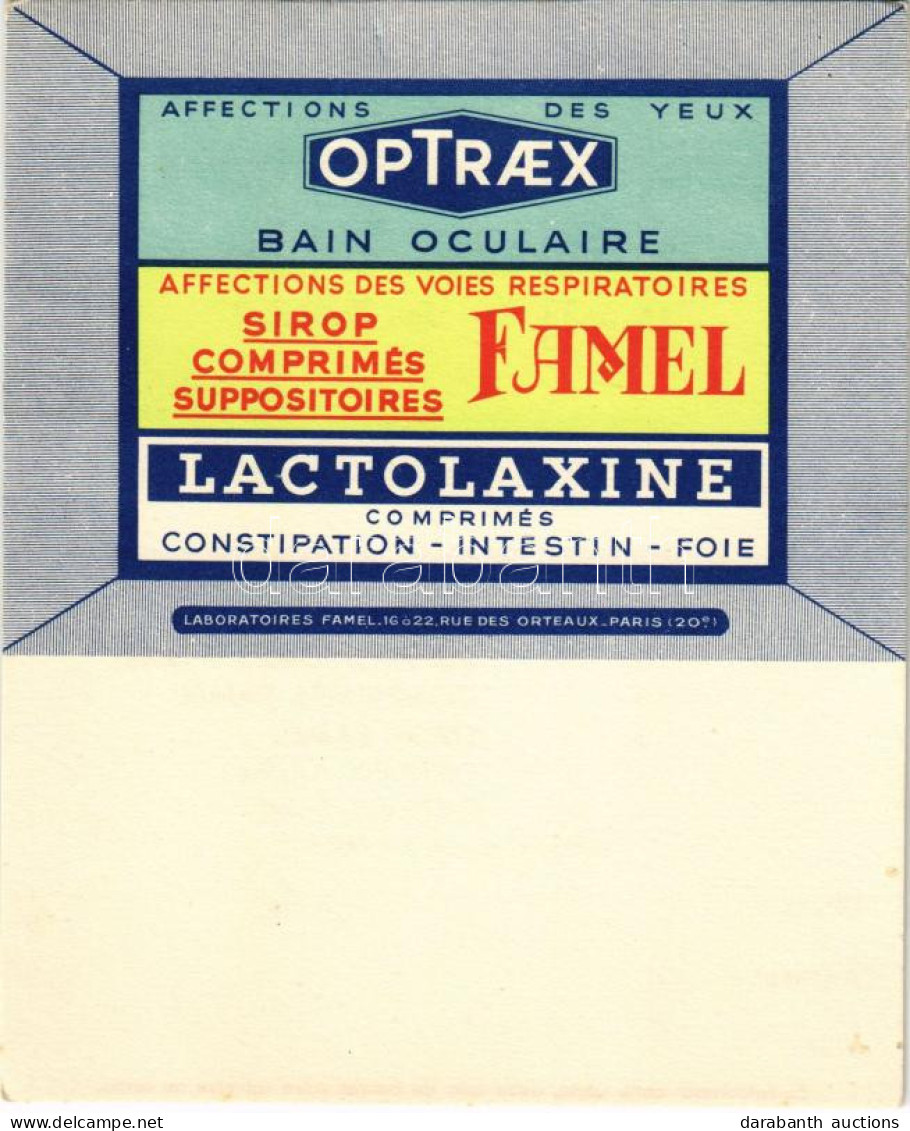 ** T1 Optraex, Sirop Famel, Lactolaxine - Laboratories Famel, Paris / Francia Gyógyszer Reklám / French Medicine Adverti - Unclassified