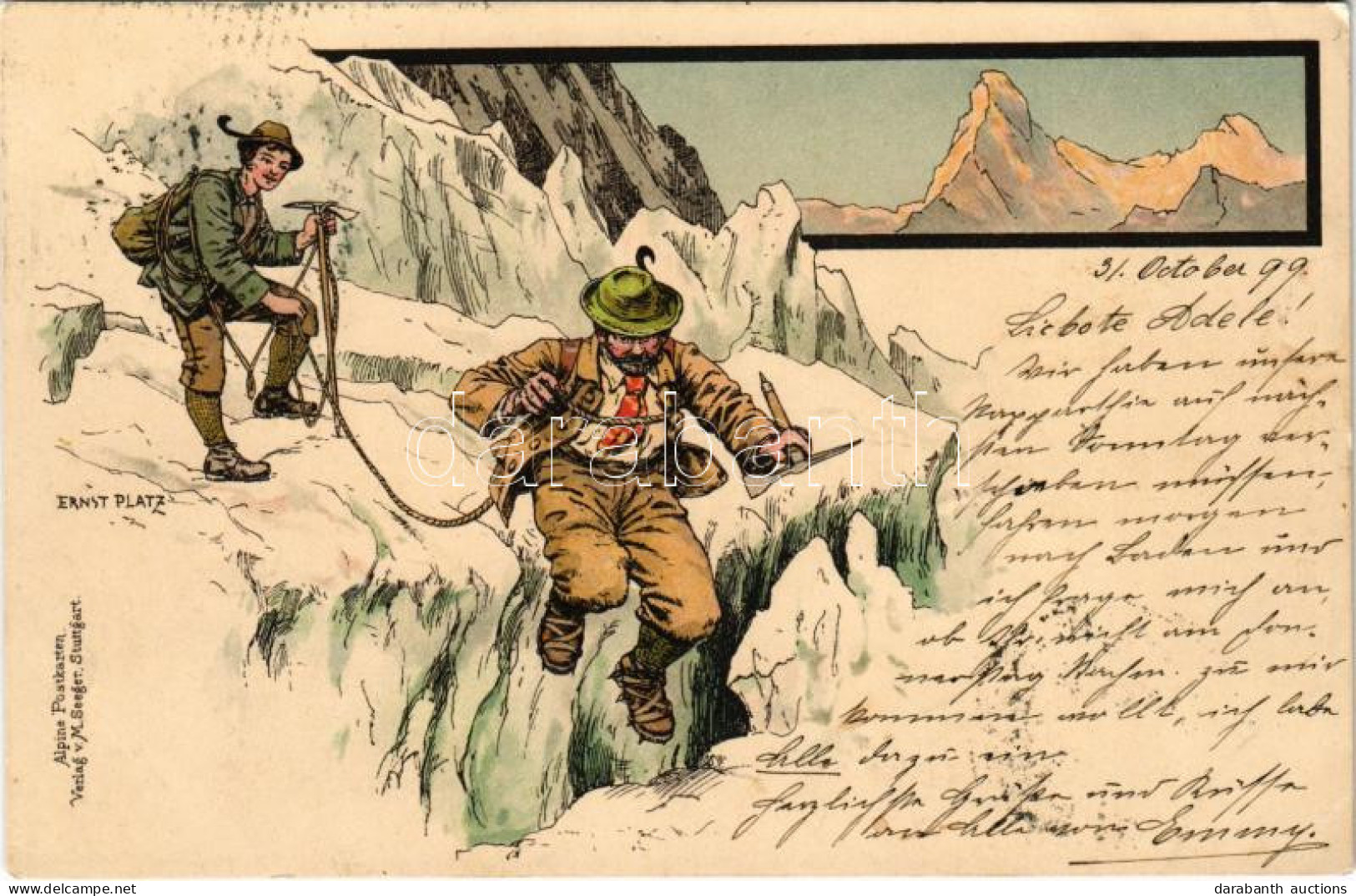T2/T3 1899 (Vorläufer) Hegymászók Télen / Winter Sport, Mountain Climbing. Alpine Postkarten . M. Seeger S: Ernst Platz  - Non Classés