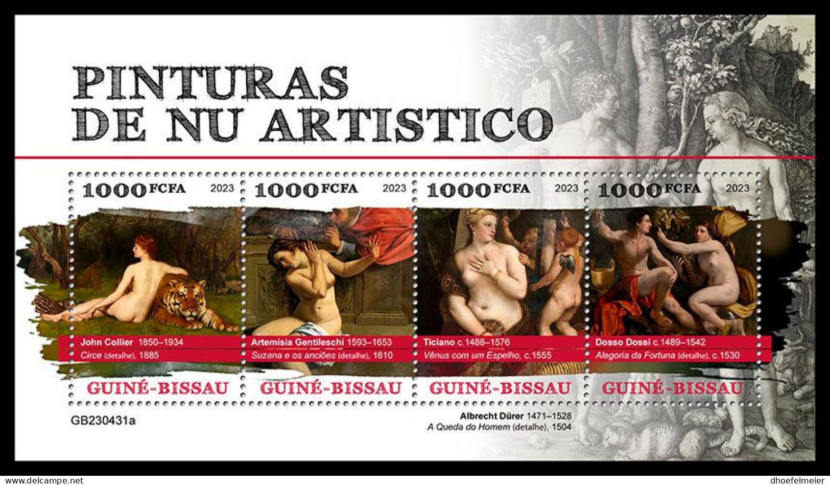 GUINEA-BISSAU 2023 MNH Nude Paintings Aktgemälde M/S – IMPERFORATED – DHQ2402 - Desnudos