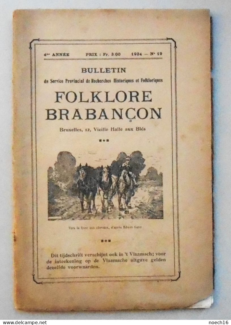 Lot 8 Bulletins du Service des Recherches historiques et folkloriques du Brabant / Folklore Brabançon