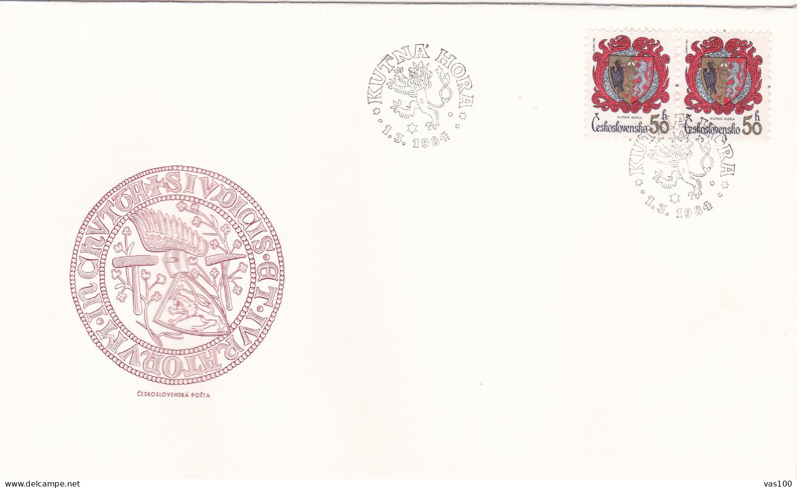 COAT OF ARMS FDC  CIRCULATED 1984 Tchécoslovaquie - Covers & Documents