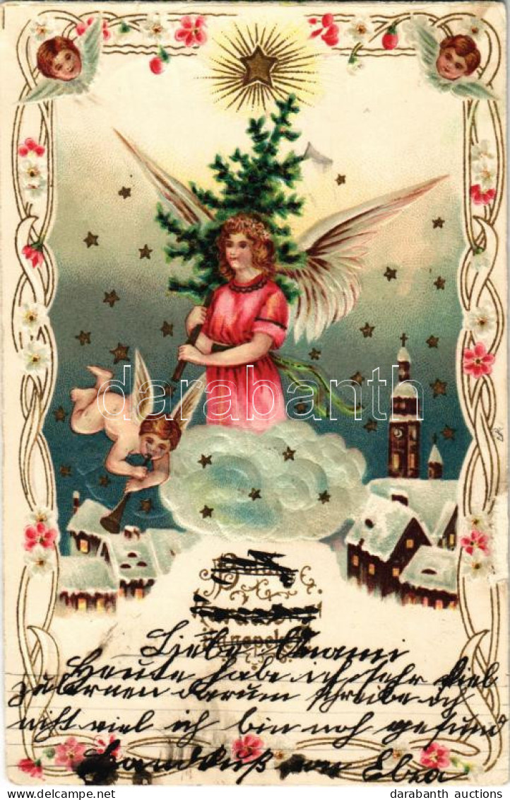 T2/T3 1904 Boldog Karácsonyi ünnepeket! Dombornyomott / Christmas Greeting, Embossed Art Nouveau Litho (EK) - Non Classificati