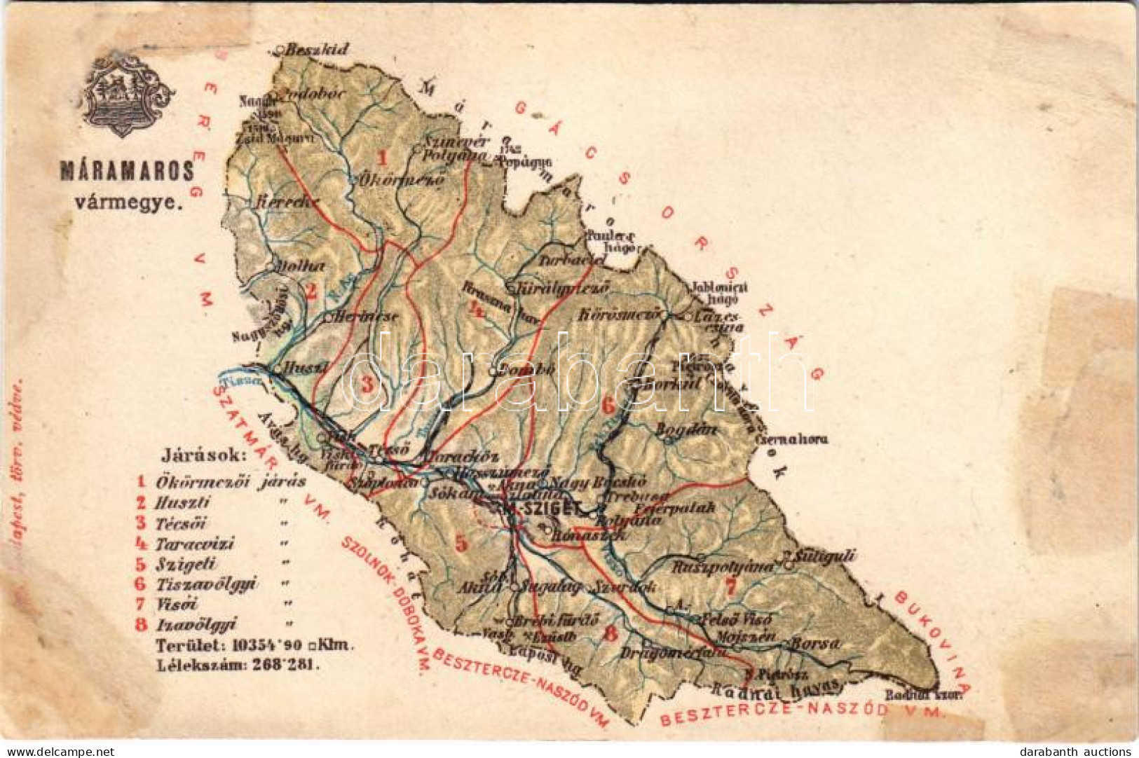 * T4 Máramaros Vármegye Térképe. Kiadja Károlyi Gy. / Map Of Maramures County (r) - Unclassified