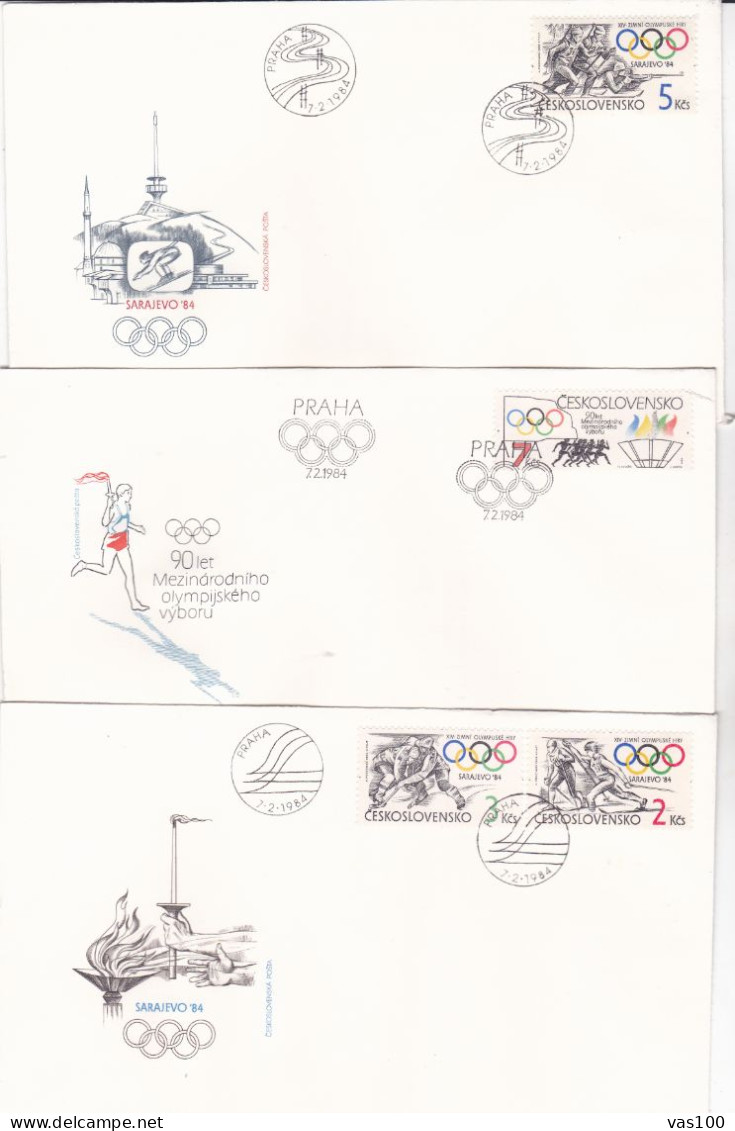 OLIMPIC GAMES 3  FDC  CIRCULATED 1984 Tchécoslovaquie - Briefe U. Dokumente