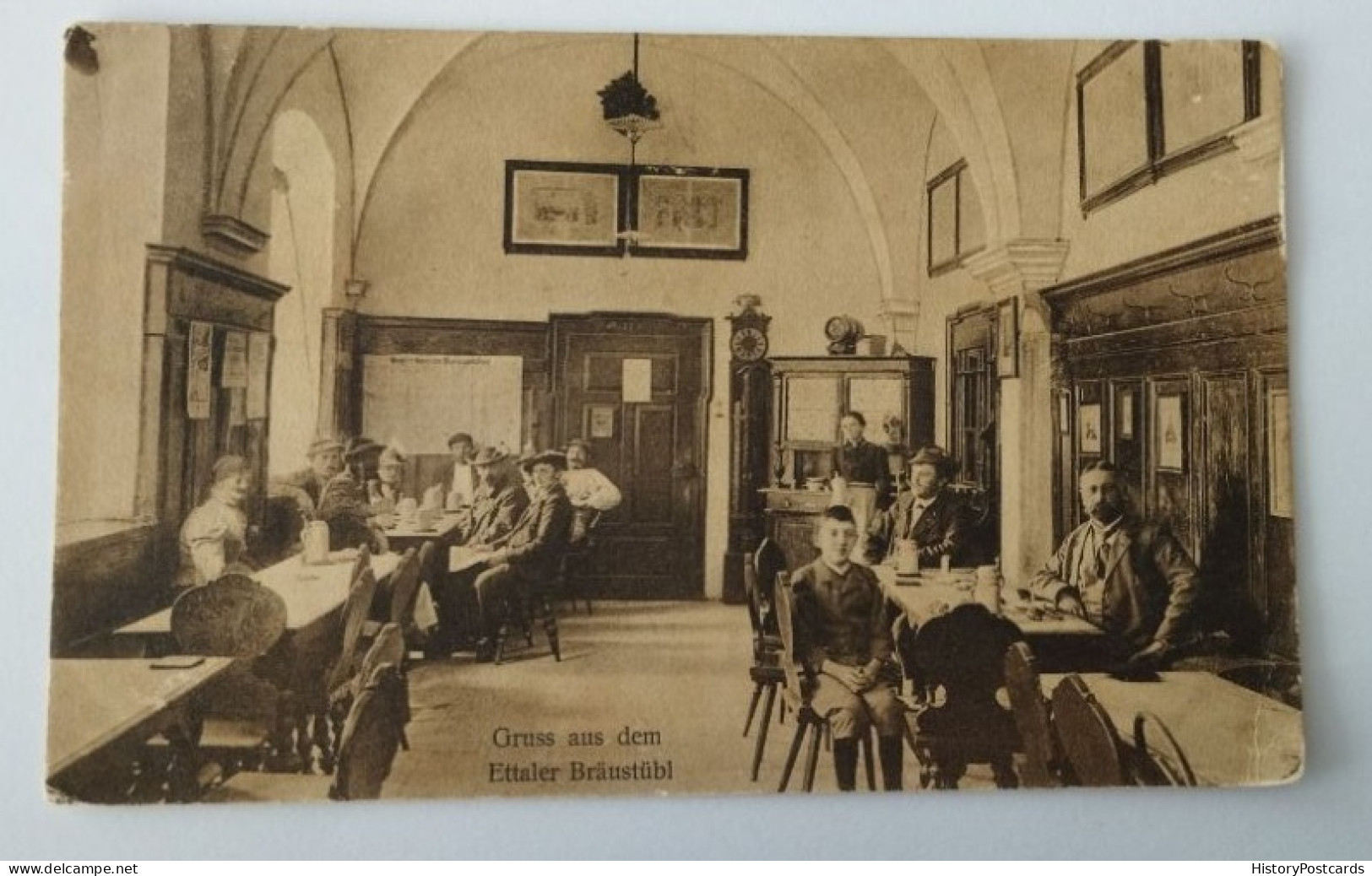 Gruss Aus Dem Ettaler Bräustübl, Restaurant, Belebt, Fahrplan, 1910 - Garmisch-Partenkirchen