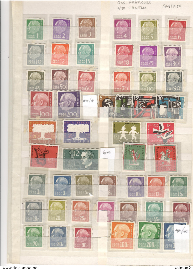 SAAR/SARRE  OCC.FRANCESE-AMM. TEDESCA 1947/1959 - Collections, Lots & Series