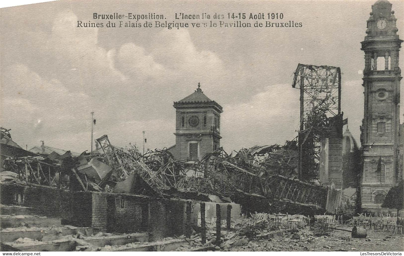 BELGIQUE - Bruxelles - L'incendie Des 14 15 Août 1910 - Ruines Du Palais De Belgique Vers Le Pa - Carte Postale Ancienne - Feste, Eventi