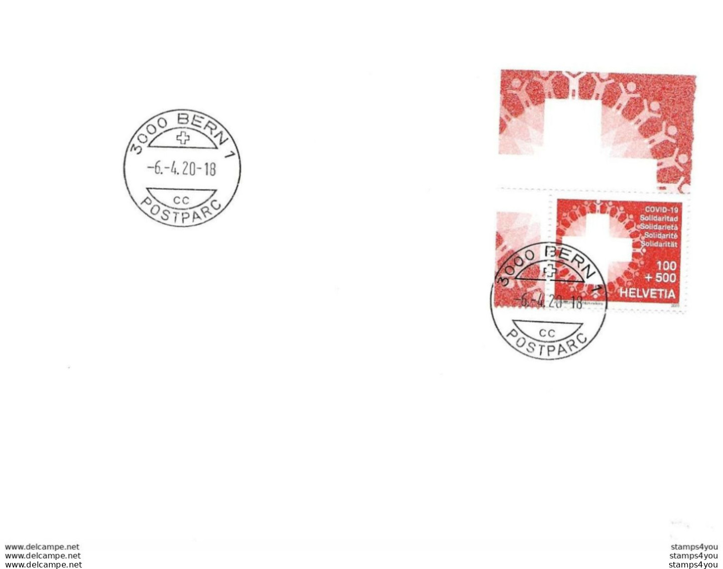 433 - 49 - Enveloppe Avec Timbre "Covid" Cachet à Date Bern 6.4.20. - Date 1er Jour Du Timbre - Covers & Documents