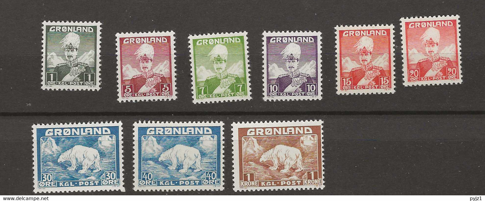 1938 MNH Greenland Mi 1-7, 26-27 Postfris** - Ungebraucht