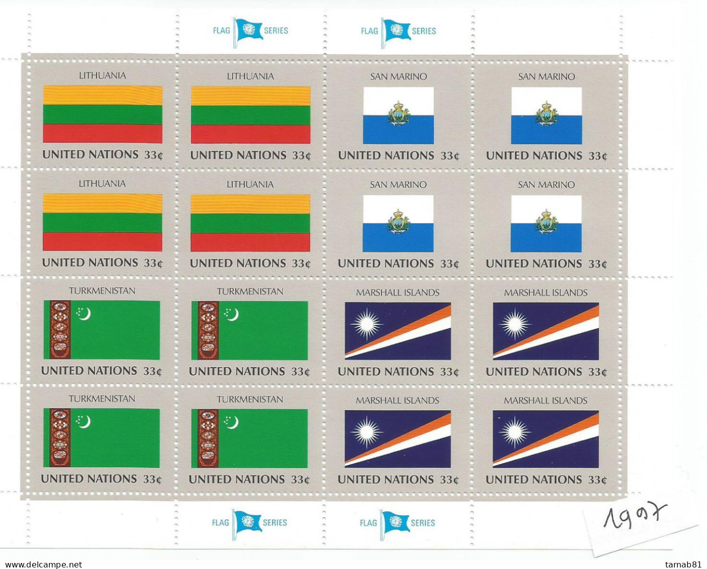 Flaggen Flags Drapeaux ONU Feuillets1980 1997 1998 1999 Nations Unies Bureau de New York Neufs **