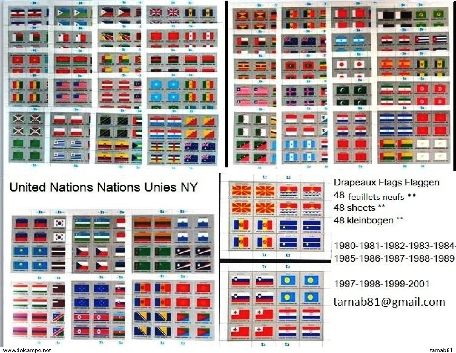 Flaggen Flags Drapeaux ONU Feuillets1980  à 2001 Nations Unies Bureau De New York Neufs ** - Ongebruikt