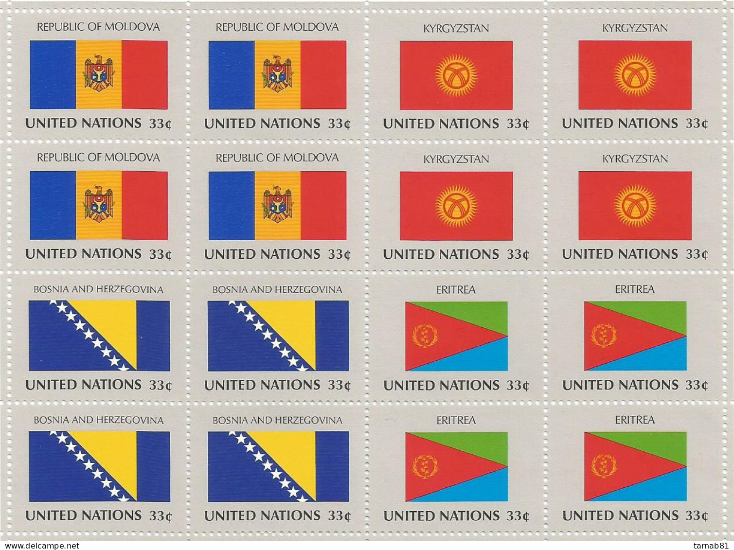 Flaggen Flags Drapeaux ONU Feuillets1980  à 2001 Nations Unies Bureau de New York Neufs **