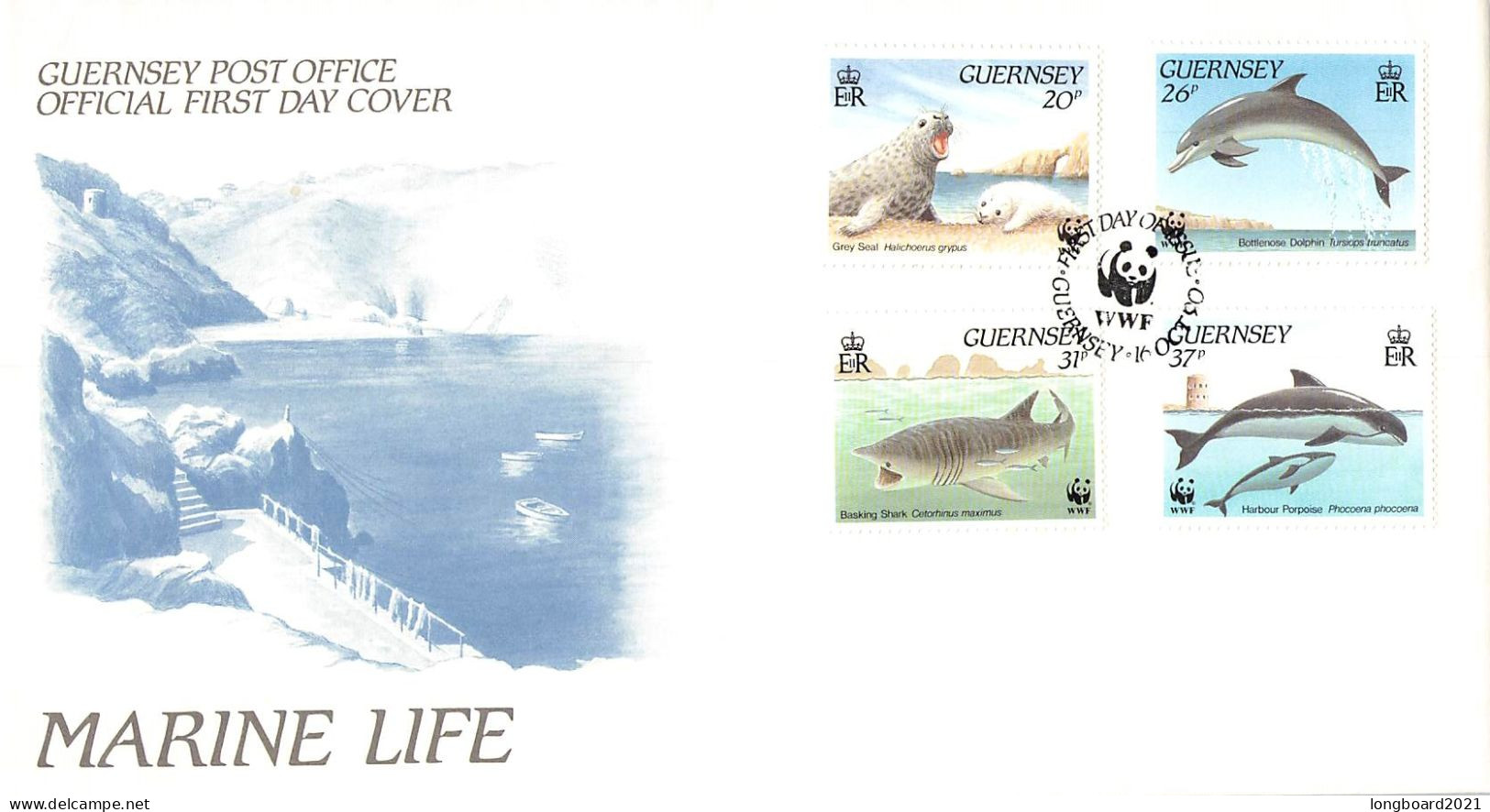 GUERNSEY - FDC 1990 WWF - MARINE LIFE / 4040 - Guernesey