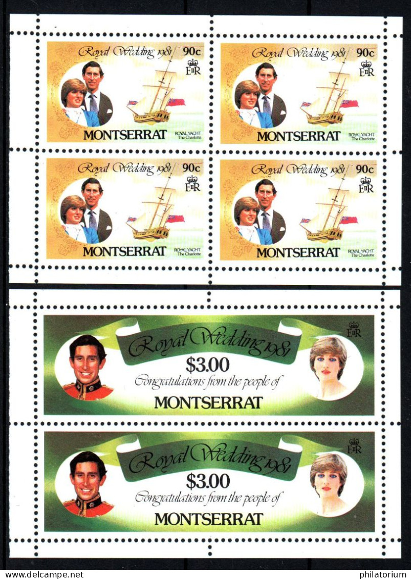 Montserrat, **, Yv 476, 477, Mi 465C, 468C, Sg 517, 518, Mariage De Charles Et De Diana, De Carnet, Pas De Filigrane, - Montserrat