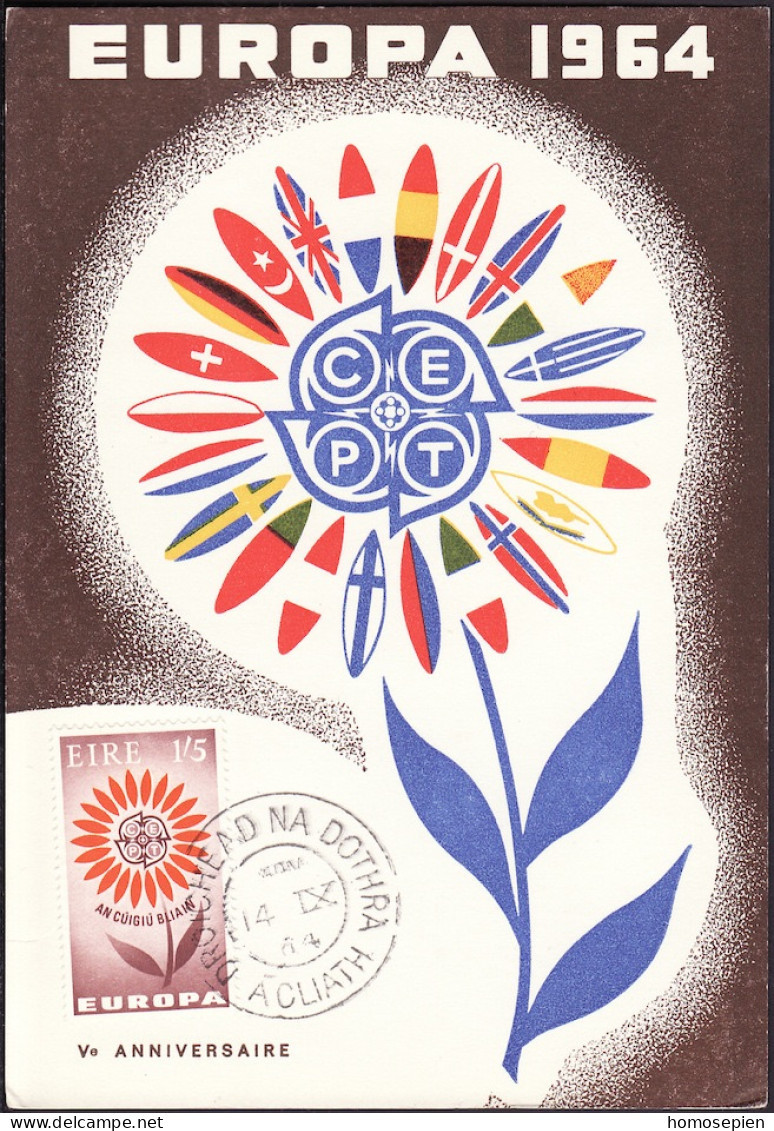Irlande - Ireland - Irland CM 1964 Y&T N°168 - Michel N°MK168 - 1/5s EUROPA - Maximumkarten