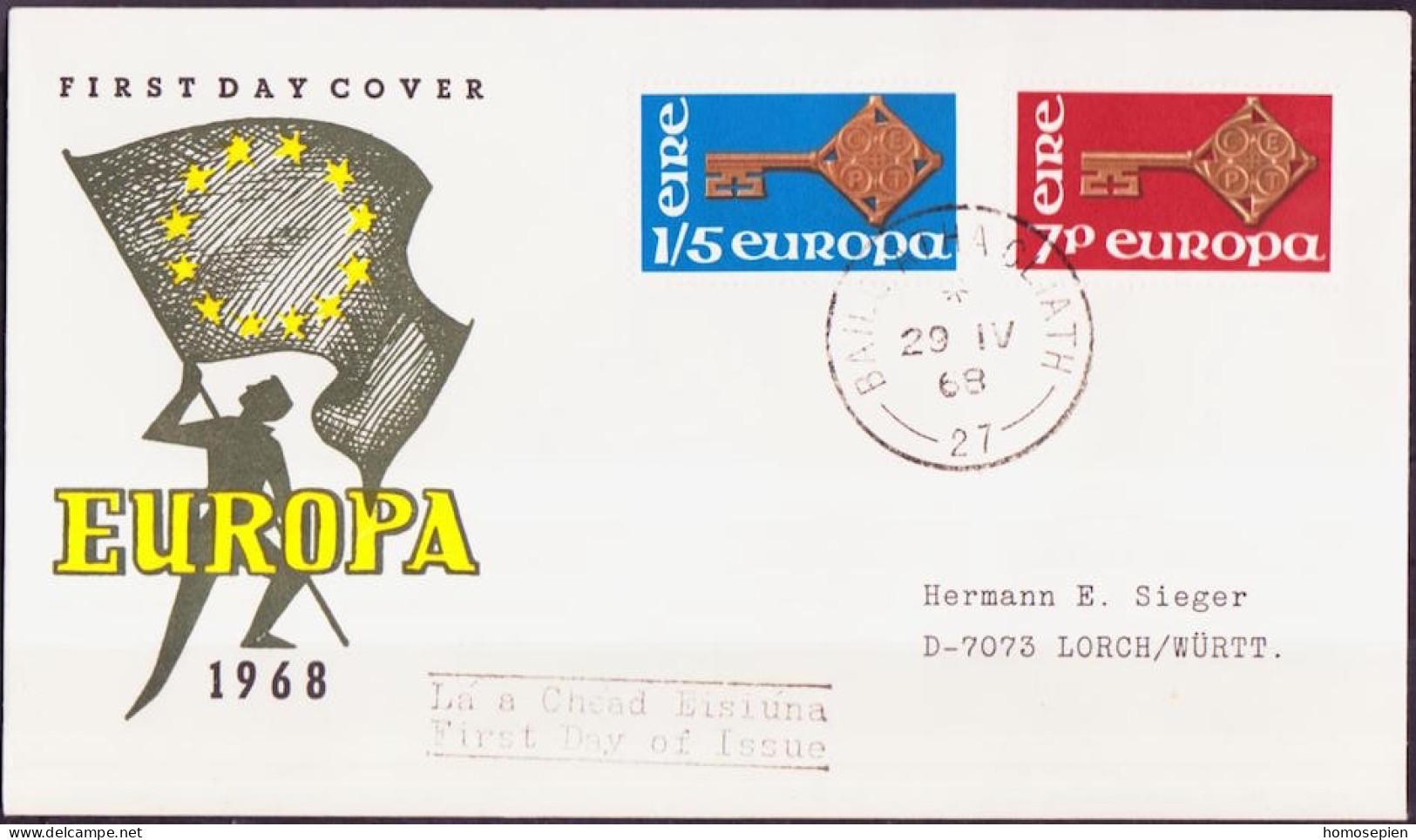 Europa CEPT 1968 Irlande - Ireland - Irland FDC5 Y&T N°203 à 204 - Michel N°202 à 203 - 1968