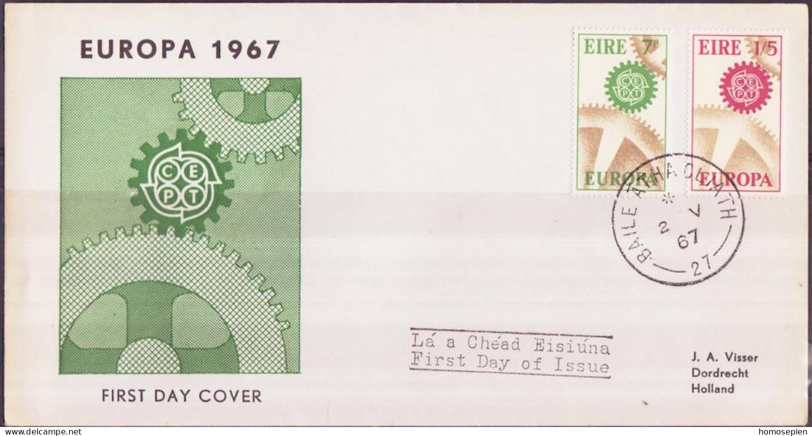 Europa CEPT 1967 Irlande - Ireland - Irland FDC5 Y&T N°191 à 192 - Michel N°192 à 193 - 1967