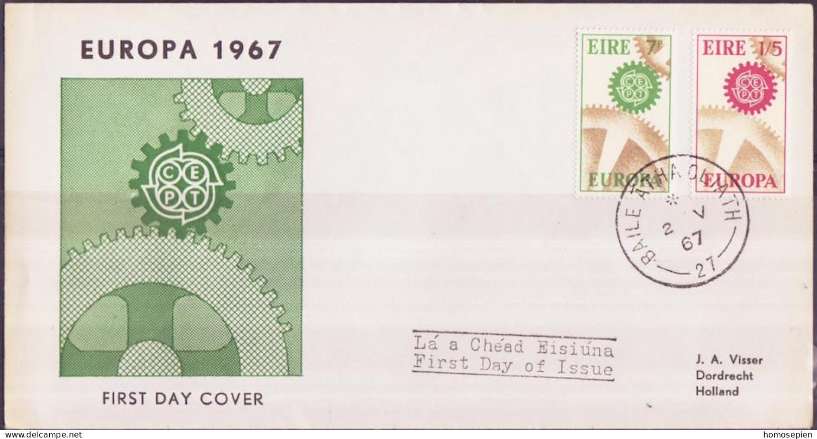 Irlande - Ireland - Irland FDC5 1967 Y&T N°191 à 192 - Michel N°192 à 193 - EUROPA - FDC