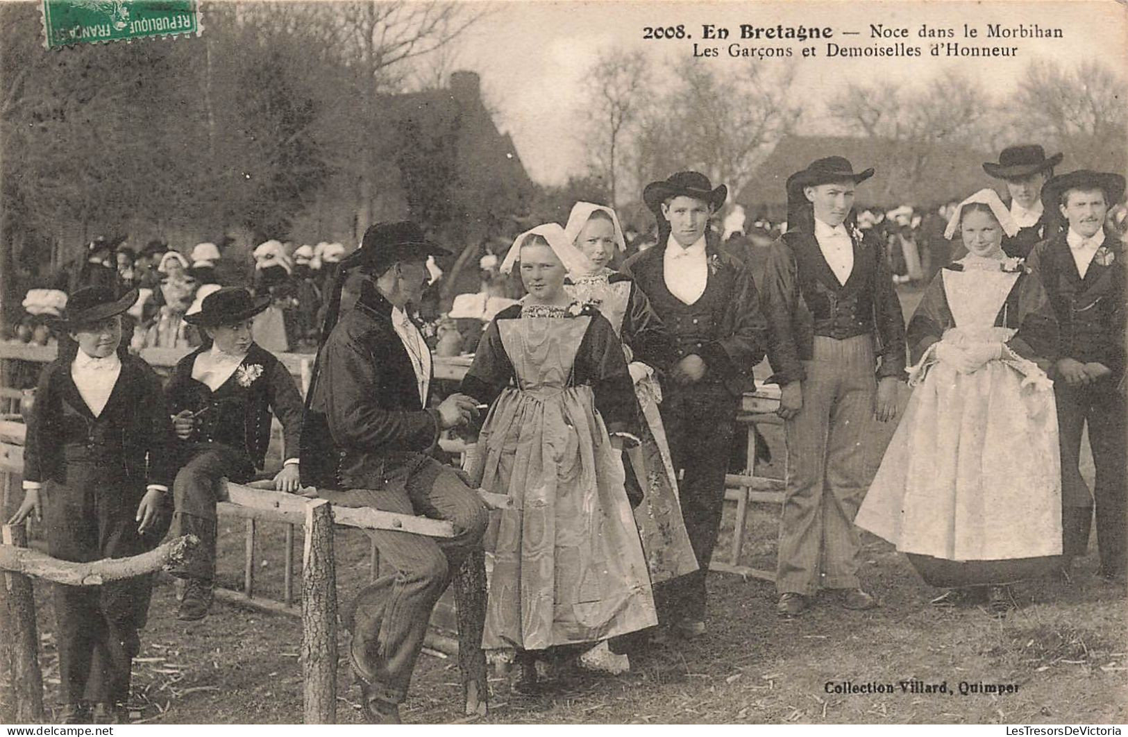 FRANCE - En Bretagne - Noce Dans Le Morbihan - Les Garçons Et Demoiselles D'honneur - Animé - Carte Postale Ancienne - Bretagne