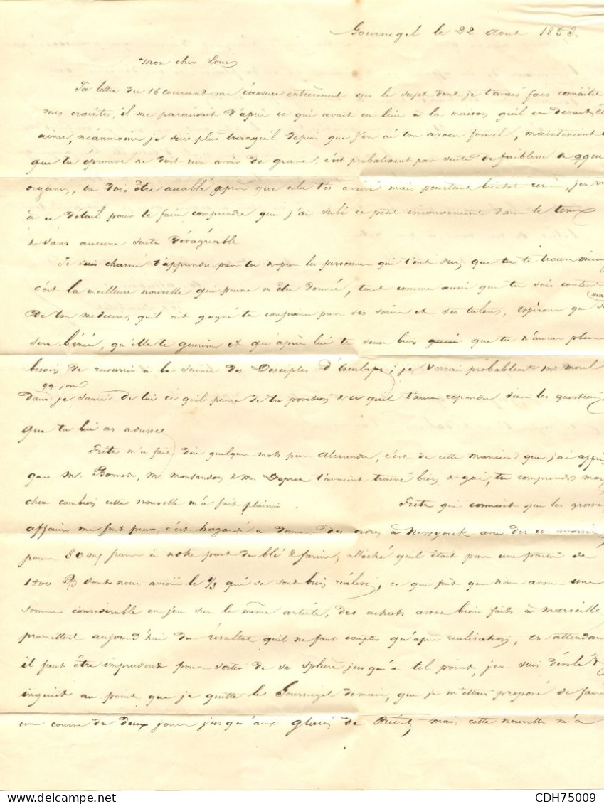 SUISSE - CURSIVE GURNIGEL SUR LETTRE AVEC CORRESPONDANCE POUR LA FRANCE, 1853 - ...-1845 Préphilatélie