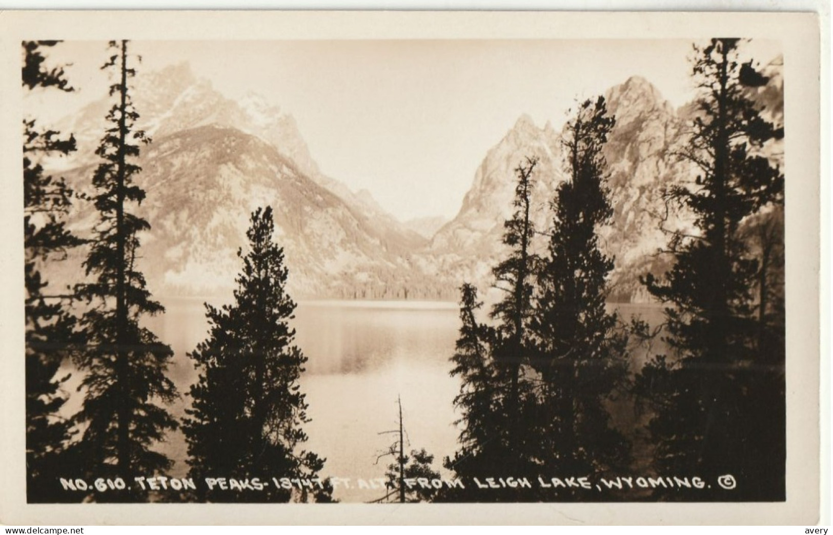 Teton Peaks - 13747 Ft.  Altitude From Leigh Lake, Wyoming  R. P. P. C. - Other & Unclassified