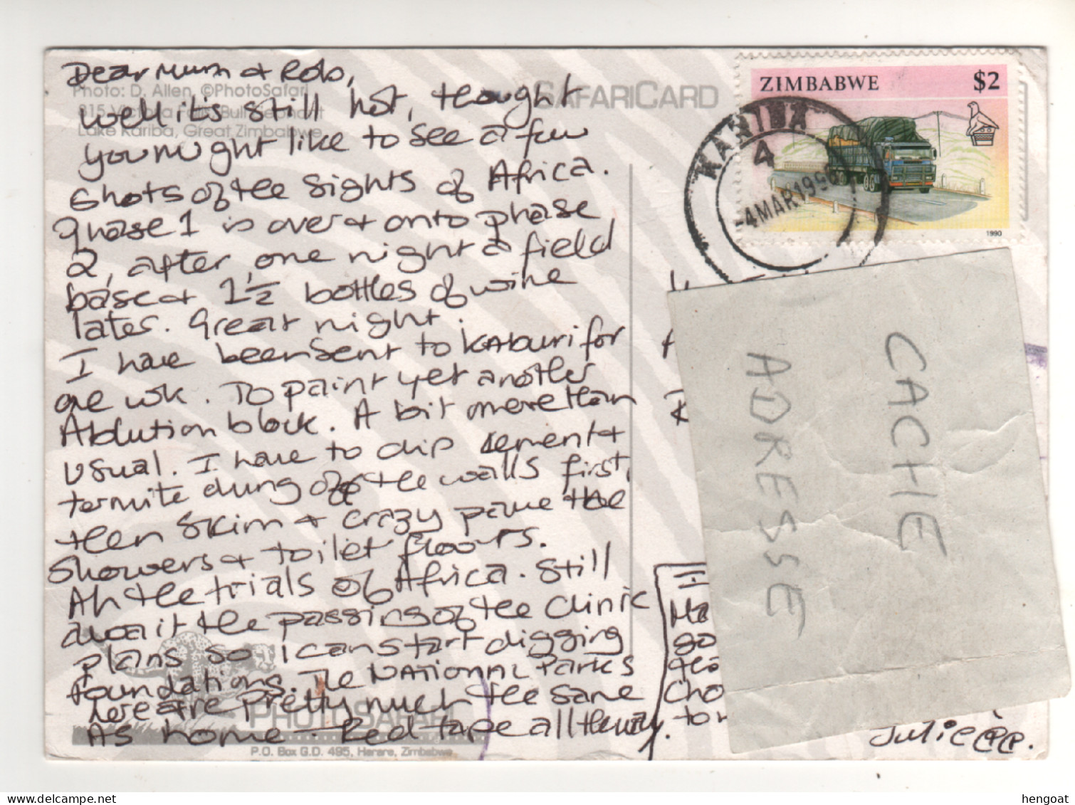 Timbre , Stamp " Transport : Camion " Sur Cp , Carte , Postcard Du 04/03/96 - Zimbabwe (1980-...)