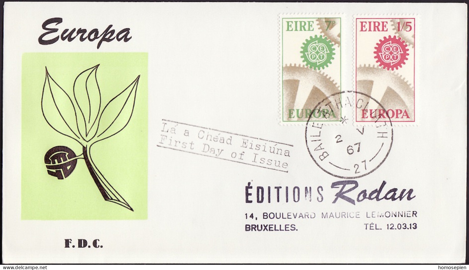 Irlande - Ireland - Irland FDC4 1967 Y&T N°191 à 192 - Michel N°192 à 193 - EUROPA - FDC