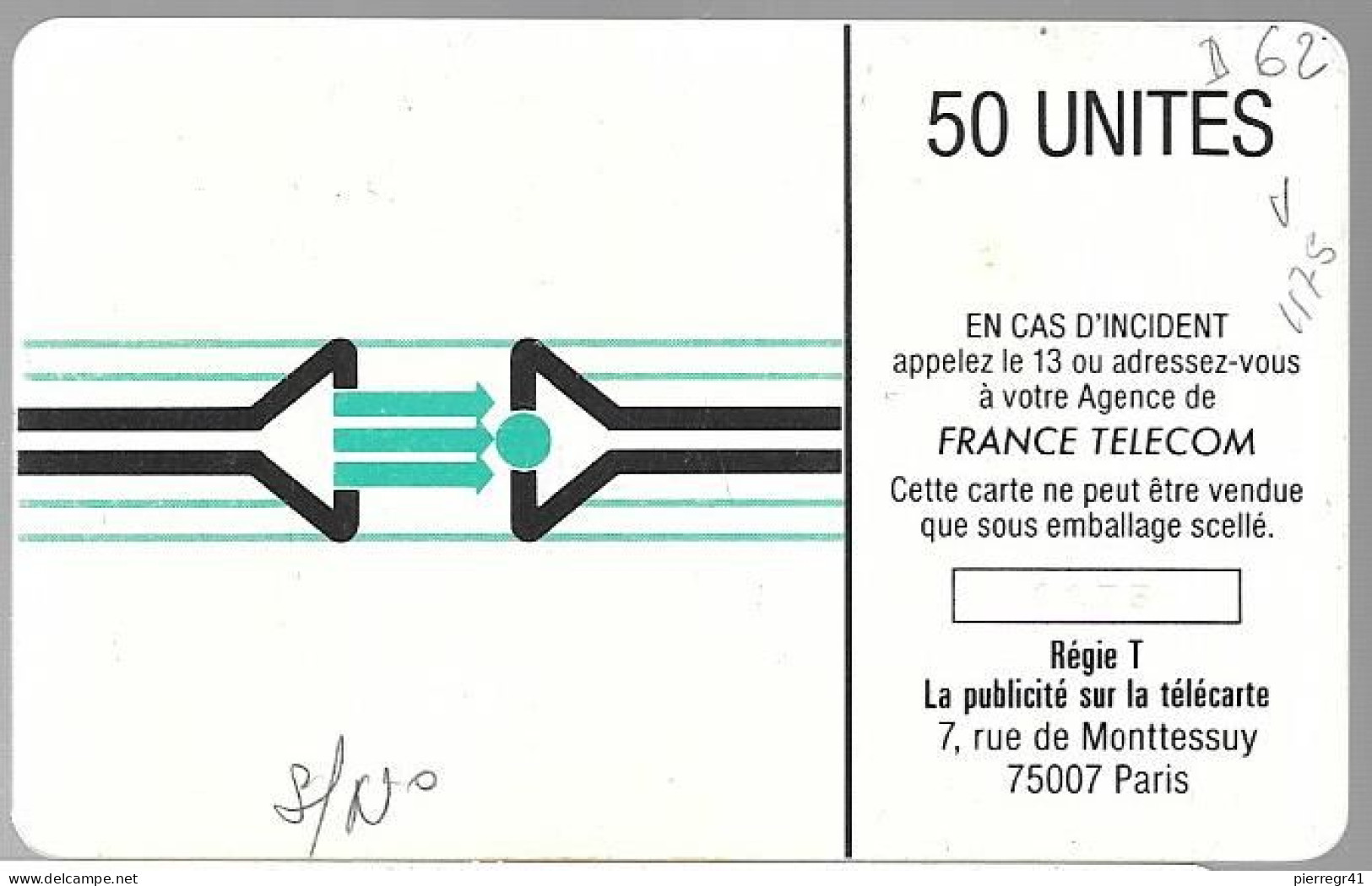 CARTE-PUCE-PRIVEE-D-50U-D62-So2-FLOXYFRAL-LABO-Duphar-R°Mat-20000Ex-V°N°Pe1175-Existe Avec V° N°Laser-Utilisé-TBE - Privat