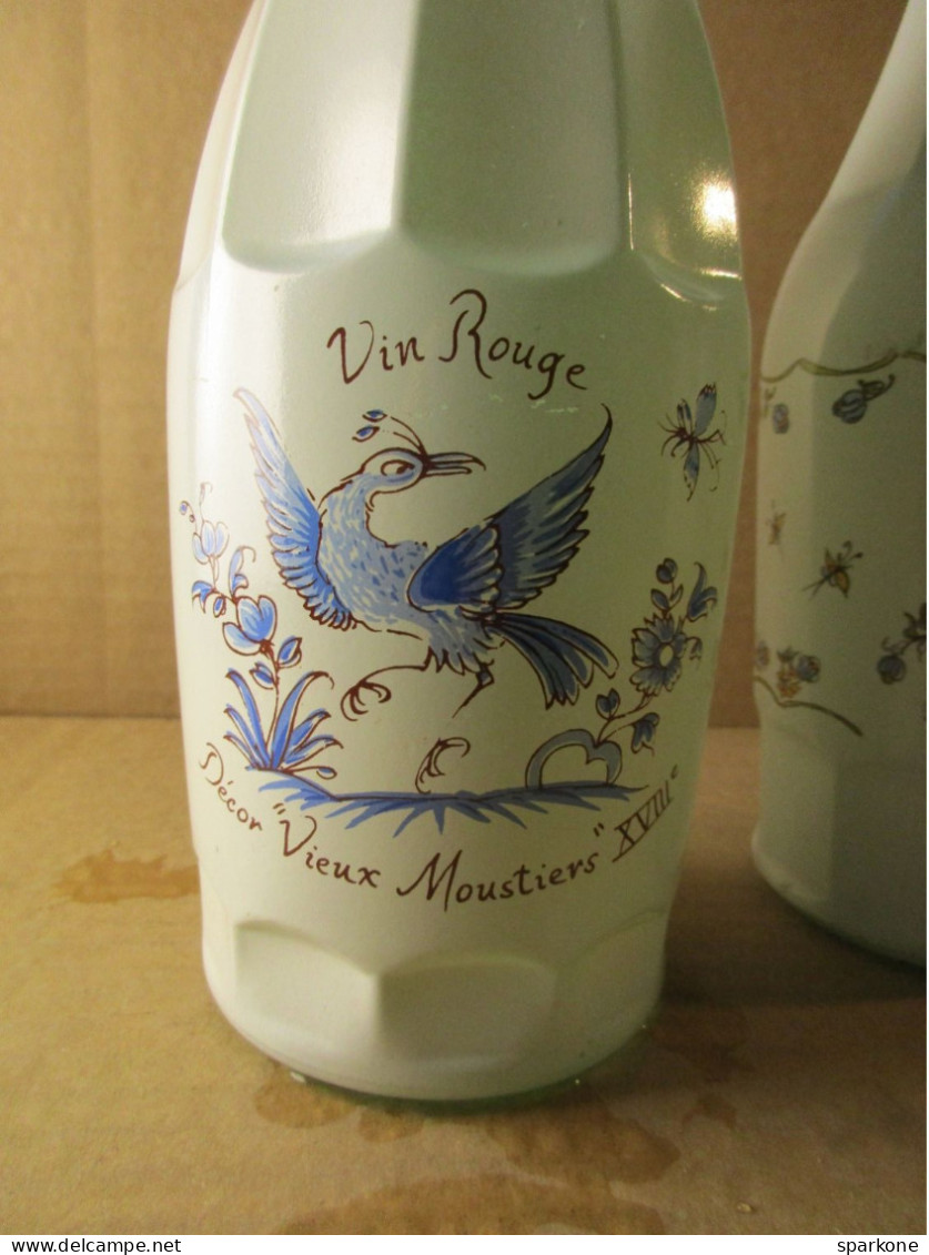 Lot Bouteille De Vin En Verre - Décor Vieux Moustiers XVIII° - Oiseau - Vino